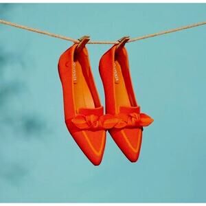 Vivaia Pointed Toe Bow Loafers - EU 43 / US 11 - Orange Michelle 2.0 Ballet Flat